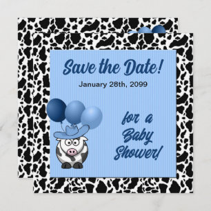 Western Baby Shower Save the Date Blue