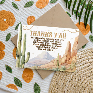 Western Baby Shower Thank You Card