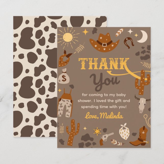Western Baby Shower Thank You Card | Cowboy Shower (Front/Back)