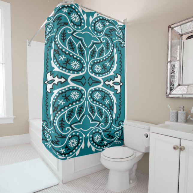 Western Bandanna Print Any Colour Shower Curtain (In Situ)