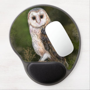 Western Barn Owl - Migned Watercolor Painting Art  Gel Mouse Mat