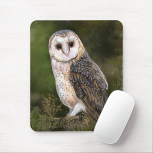 Western Barn Owl - Migned Watercolor Painting Art Mouse Mat