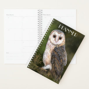 Western Barn Owl - Migned Watercolor Painting Art Planner