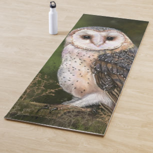 Western Barn Owl - Migned Watercolor Painting Art  Yoga Mat