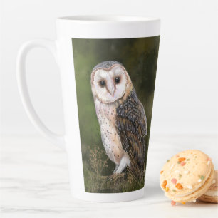 Western Barn Owl - Migned Watercolor Painting  Latte Mug