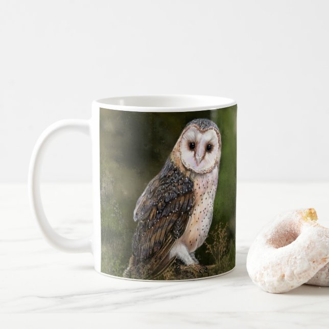 Western Barn Owl Mug - Modern (With Donut)