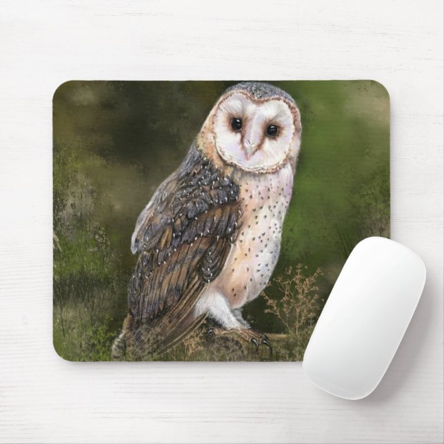 Western Barn Owl - Painting Mouse Mat (With Mouse)