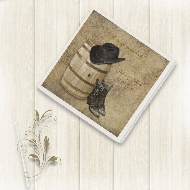Western Barrel and Boots Wedding Napkins (Creator Uploaded)