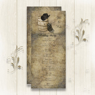 Western Barrel and Boots Wedding Program Programme