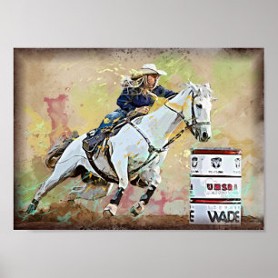 Western Barrel Racing Cowgirl Decoupage Print