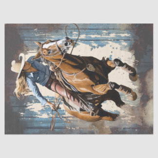 Western Barrel Racing Cowgirl Decoupage Tissue Pap Tissue Paper