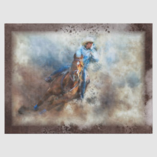 Western Barrel Racing Cowgirl Decoupage Tissue Paper