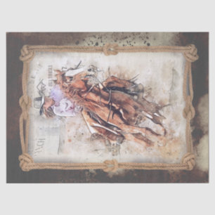 Western Barrel Racing Cowgirl Decoupage Tissue Paper
