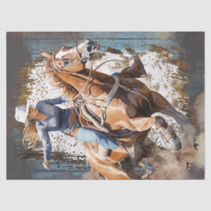 Western Barrel Racing Cowgirl Decoupage Tissue Paper