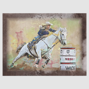 Western Barrel Racing Cowgirl Decoupage Tissue Paper