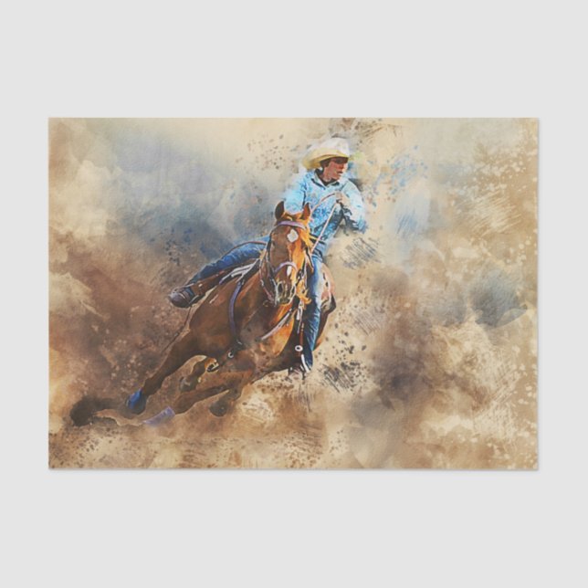 Western Barrel Racing Cowgirl Tissue Paper (Front)