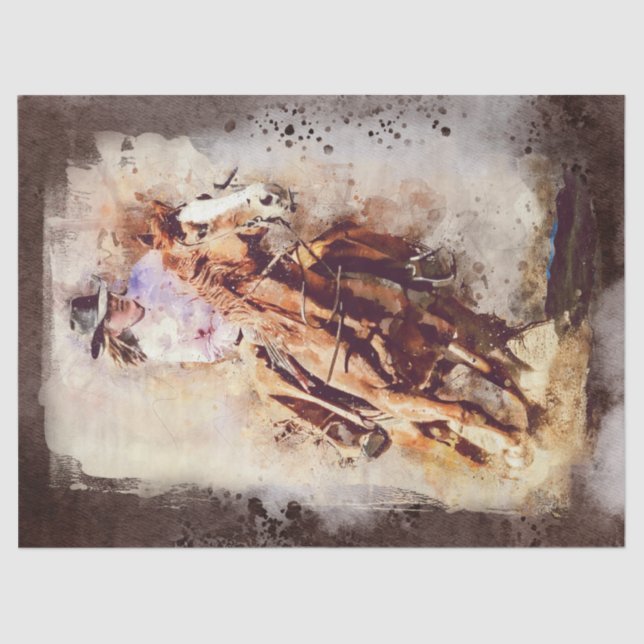 Western Barrel Racing Cowgirl Tissue Paper (Front)