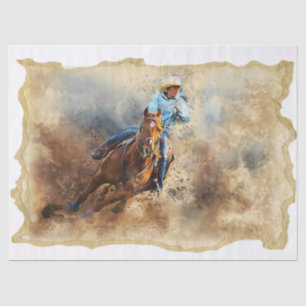 Western Barrel Racing Cowgirl Tissue Paper