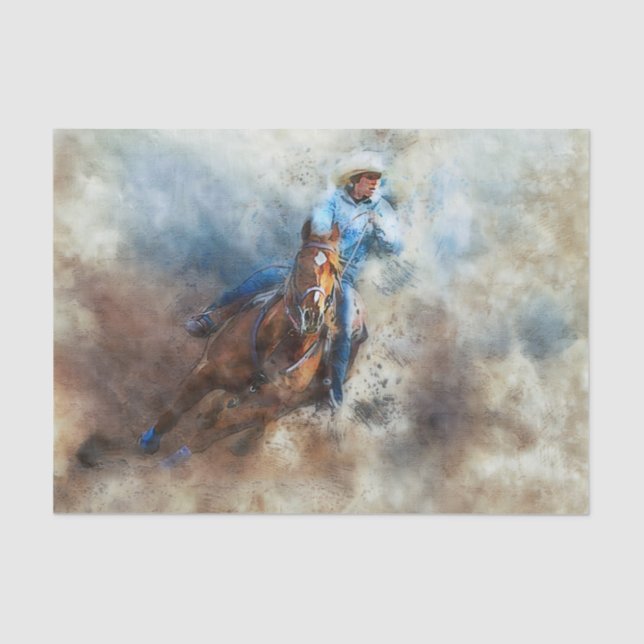 Western Barrel Racing Cowgirl Tissue Paper (Front)