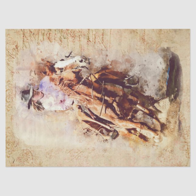 Western Barrel Racing Cowgirl Tissue Paper (Front)
