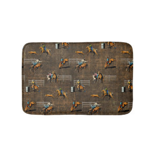 Western Bath Mat With Rodeo Events