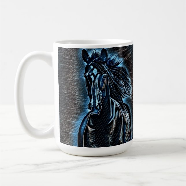 Western Beauty Wild Mustang Blue Tones Coffee Mug (Left)