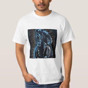 Western Beauty Wild Mustang Blue Tones T-Shirt