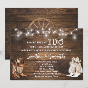 Western Before I do Country Boots Couples Shower Invitation