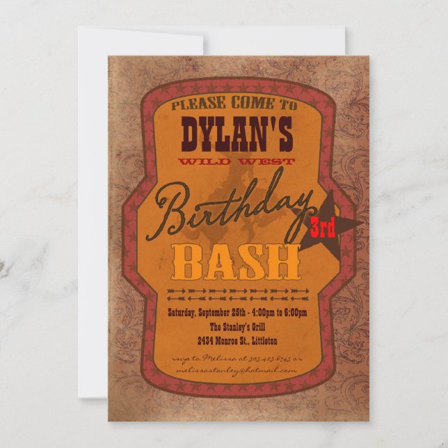 Western Birthday Bash Invitation (Front)