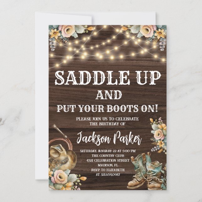 Western Birthday Cowboy Birthday Party Invitation (Front)