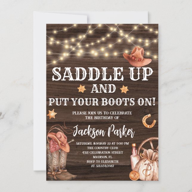 Western Birthday Cowboy Birthday Party Invitation (Front)