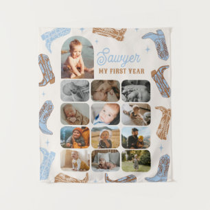 Western Birthday First Year Photo Tapestry