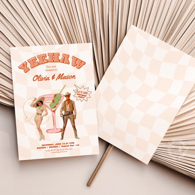 Western Birthday Invite Party Joint Party (Yeehaw Editable Invitation, Western Birthday Template, Brother Sister Boyfriend)