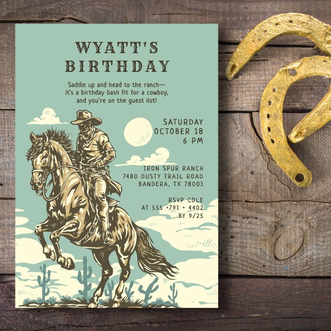 Western Birthday Party Cowboy Rustic Adult Teen Invitation (A Western birthday party invitation for anyone.
)