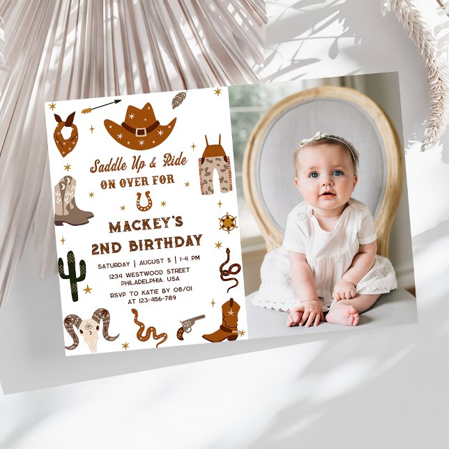 Western Birthday Rustic 2rd Birthday Party Photo Invitation (Creator Uploaded)