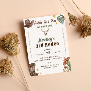 Western Birthday Rustic 3rd Birthday Party  Invitation