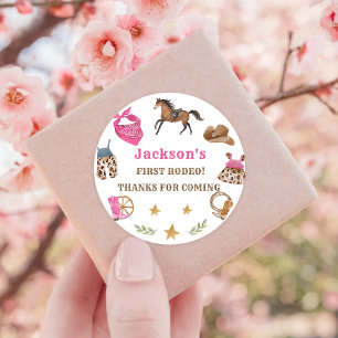 Western Birthday Thank You  Class Classic Round Sticker