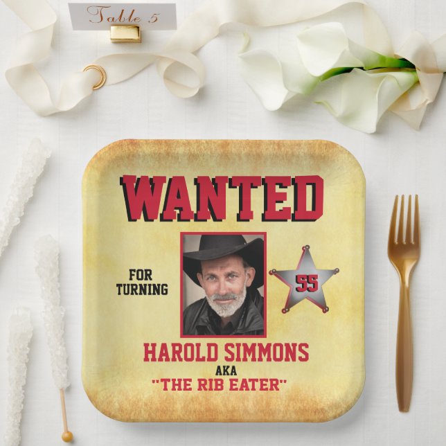 Western Birthday Wanted Paper Plate (Wedding)