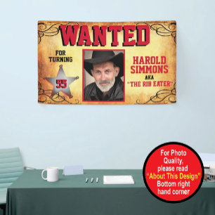 Western Birthday Wanted Poster Banner,  Cowboy Banner