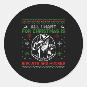 Western Biscuits And S Christmas Quote  Classic Round Sticker