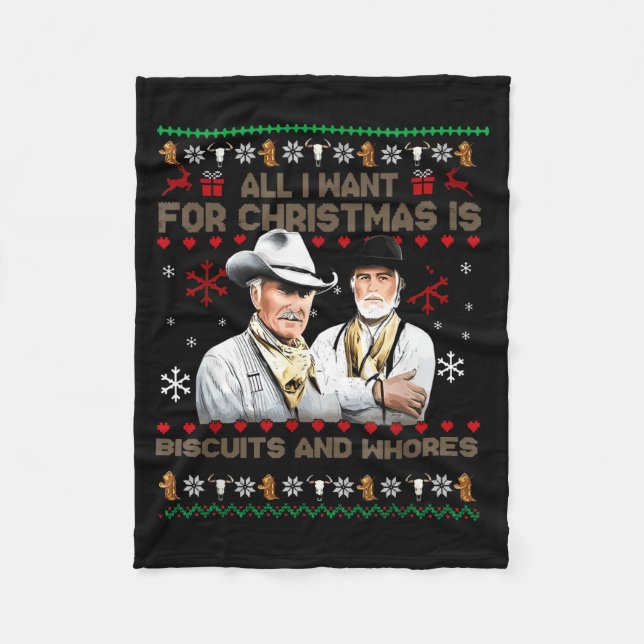 Western Biscuits And S Christmas Quote  Fleece Blanket (Front)