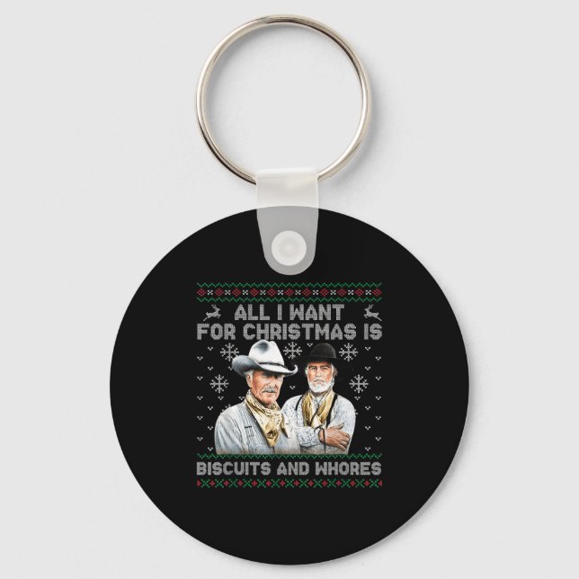 Western Biscuits And S Christmas Quote  Key Ring (Front)