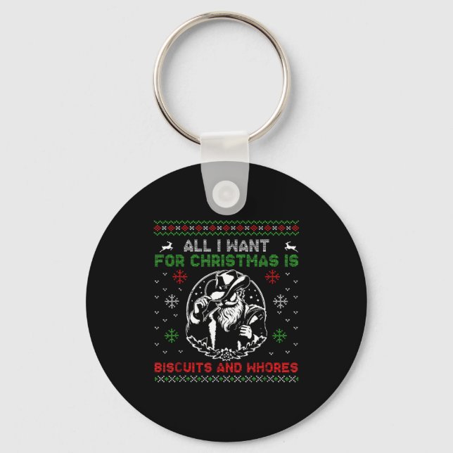 Western Biscuits And S Christmas Quote  Key Ring (Front)