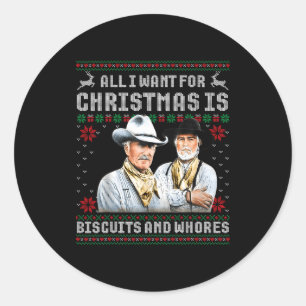 Western Biscuits And S Christmas Quote Retro Classic Round Sticker