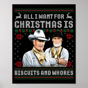 Western Biscuits And S Christmas Quote Retro  Poster