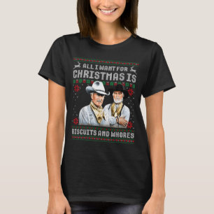 Western Biscuits And S Christmas Quote Retro T-Shirt
