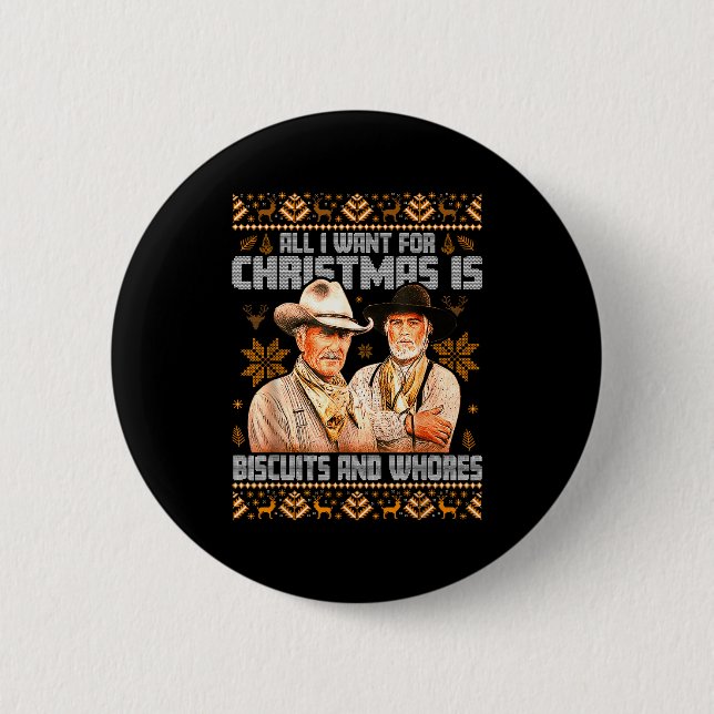 Western Biscuits And S Christmas Ugly  6 Cm Round Badge (Front)