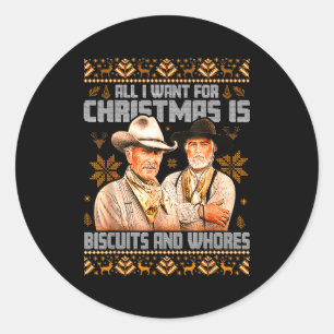 Western Biscuits And S Christmas Ugly  Classic Round Sticker