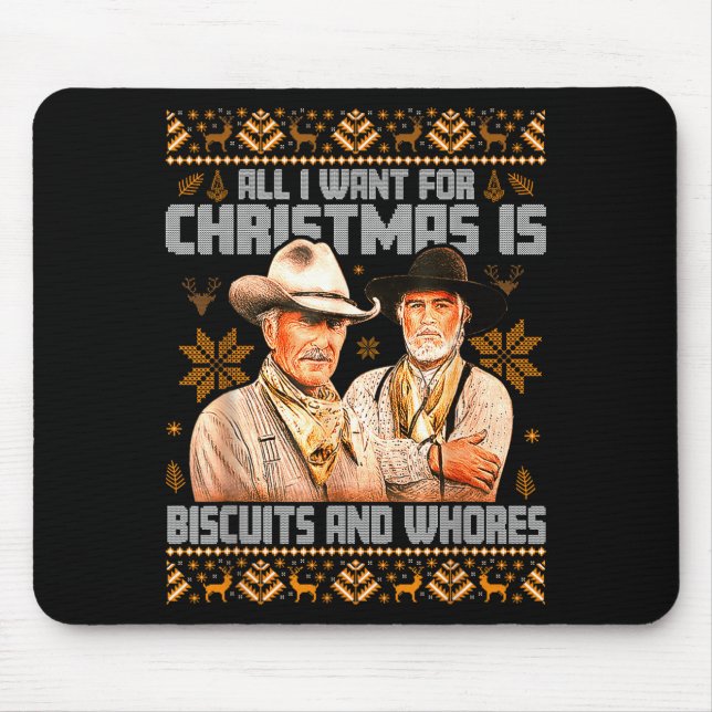 Western Biscuits And S Christmas Ugly  Mouse Mat (Front)