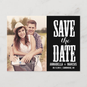 Western Black and White Save the Date Postcard